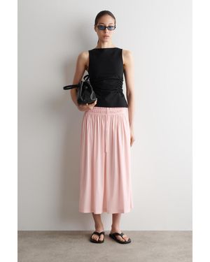COS Midirock Mit Gerafftem Bund - Pink