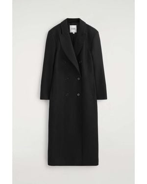 COS Tailored Wool-Blend Double-Breasted Coat - Black