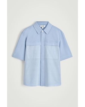 COS Garment-Dyed Panelled Shirt - Blue