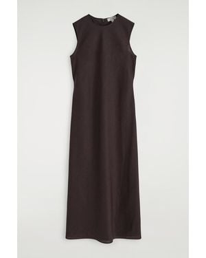 COS Bias-Cut Linen-Blend Midi Dress - Black