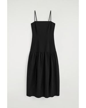 COS Sculpted Dropped-Waist Midi Dress - Black