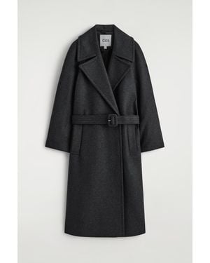 COS Tailored Belted Wool-Twill Coat - Black