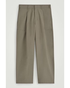 COS Wide-Leg Cotton-Twill Trousers - Natural