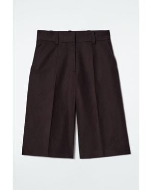COS Tailored Linen-blend Longline Shorts - Gray