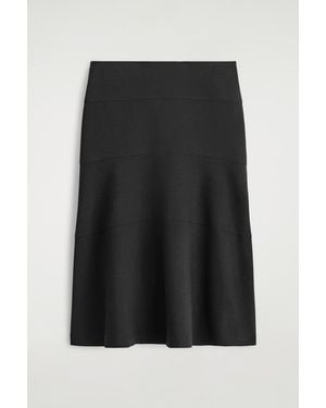 COS Curved A-Line Midi Skirt - Black
