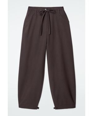 COS Drawstring Twill Barrel-Leg Trousers - Brown
