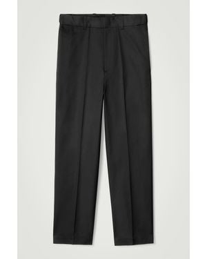 COS Relaxed Cotton Straight-Leg Trousers - Black