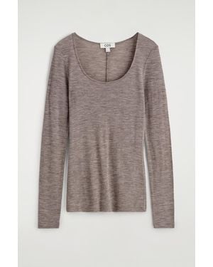 COS Merino Wool Scoop-Neck Top - Brown
