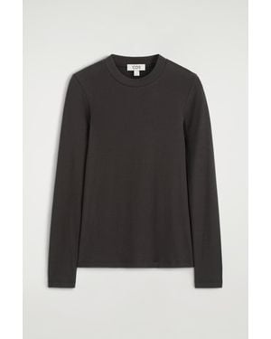 COS Crepe-Jersey Long-Sleeved T-Shirt - Black