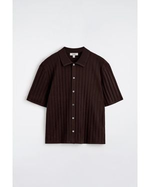 COS Ribbed-Knit Cotton Shirt - Red