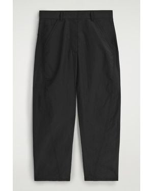 COS Nylon Barrel-Leg Trousers - Black