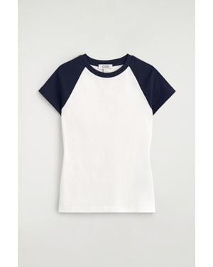 COS Slim Cotton Raglan T-Shirt - Blue
