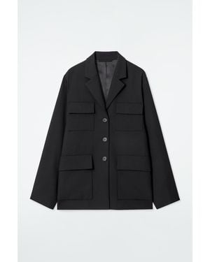 COS Relaxed Single-breasted Utility Blazer - Black