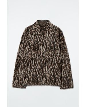 COS Leopard-jacquard Mohair-blend Jumper - Brown