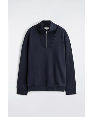 COS Funnel-Neck Zip-Up Sweatshirt - Blue