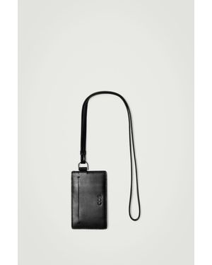 COS Cardholder Lanyard - Leather - Black