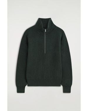 COS Funnel-Neck Half-Zip Knitted Jumper - Black