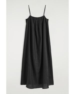 COS Pleated Linen Maxi Dress - Black