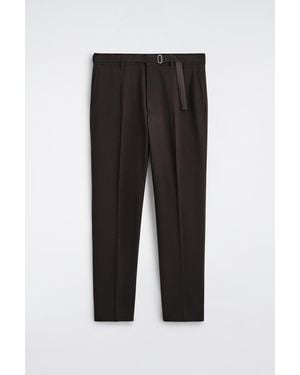 COS Belted Wool-Blend Slim-Fit Trousers - Black