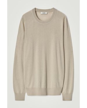 COS Fine-Knit Cashmere Crew-Neck Jumper - Natural