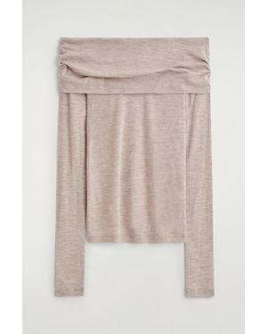 COS Off-The-Shoulder Merino Wool Top - Natural