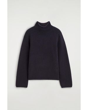 COS Cashmere Funnel-Neck Jumper - Blue