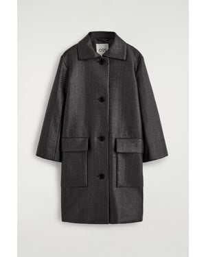 COS Textured Single-Breasted Coat - Black
