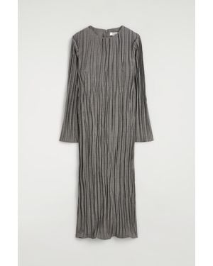 COS Crushed-Pleat Midi Dress - Grey