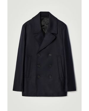 COS Double-breasted Wool Pea Coat - Blue