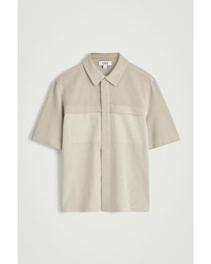 COS Contrast-Panel Overshirt - Natural