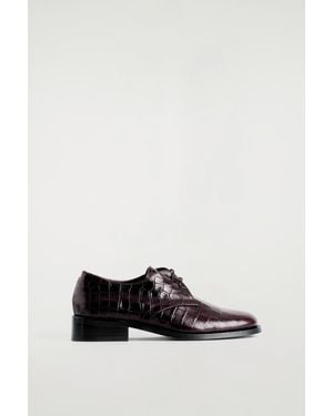 COS Croc-Effect Leather Derby Shoes - Black