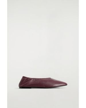 COS Minimal Leather Ballet Flats - Red