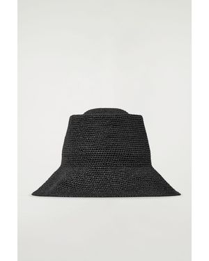 COS Straw Bucket Hat - Black