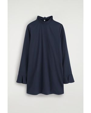 COS Flared-Cuff Cotton Mini Dress - Blue