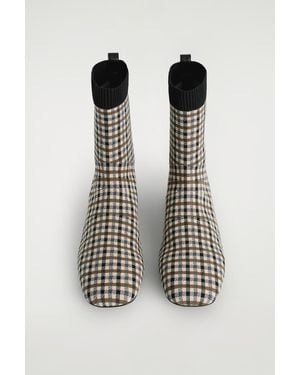 COS Checked Knitted Sock Boots - Natural