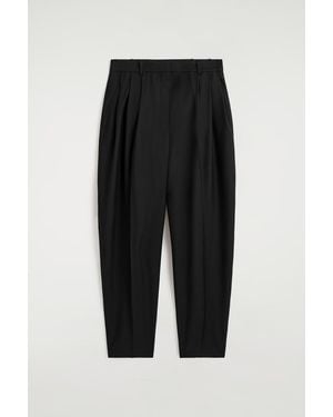 COS Pleated Wool-Blend Tulip Trousers - Black