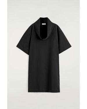 COS Mock-Neck Cocoon Mini Dress - Black