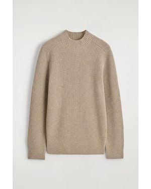 COS Ribbed Wool Funnel-Neck Sweater - Natural