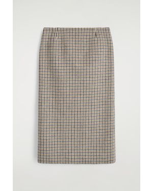 COS Checked Double-Faced Wool Skirt - Grey
