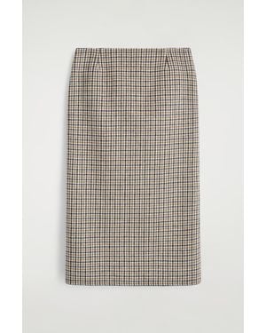 COS Checked Double-Faced Wool Skirt - Grey