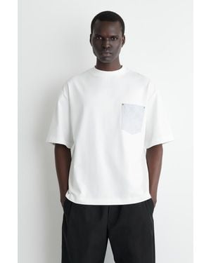 COS Oversized-T-Shirt Mit Gewebter Tasche - Weiß