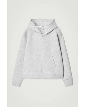 COS Oversized Scuba-jersey Zip-up Hoodie - Grey