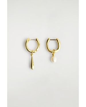 COS Mismatched Teardrop Pearl Hoop Earrings - Multicolour