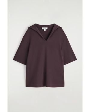 COS Sailor-Collar Jersey T-Shirt - Purple