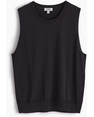 COS Relaxed Knitted Silk Vest - Black