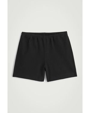 COS Textured Cotton-Jersey Shorts - Black