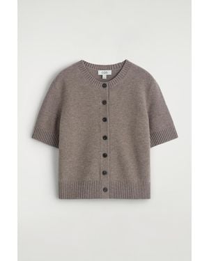 COS Merino Wool Short-Sleveled Cardigan - Grey