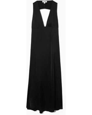 COS Plunge Open-back Maxi Dress - Black