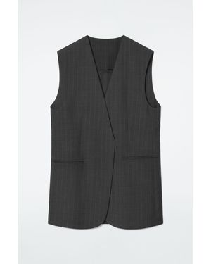 COS Pinstriped Wool Waistcoat - Black