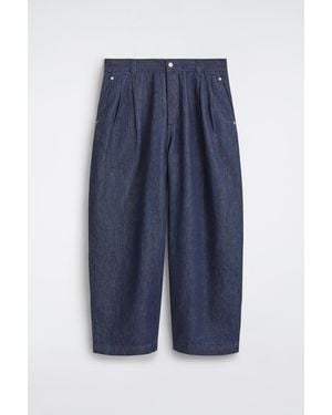 COS Pleated Denim Relaxed-Fit Barrel-Leg Trousers - Blue
